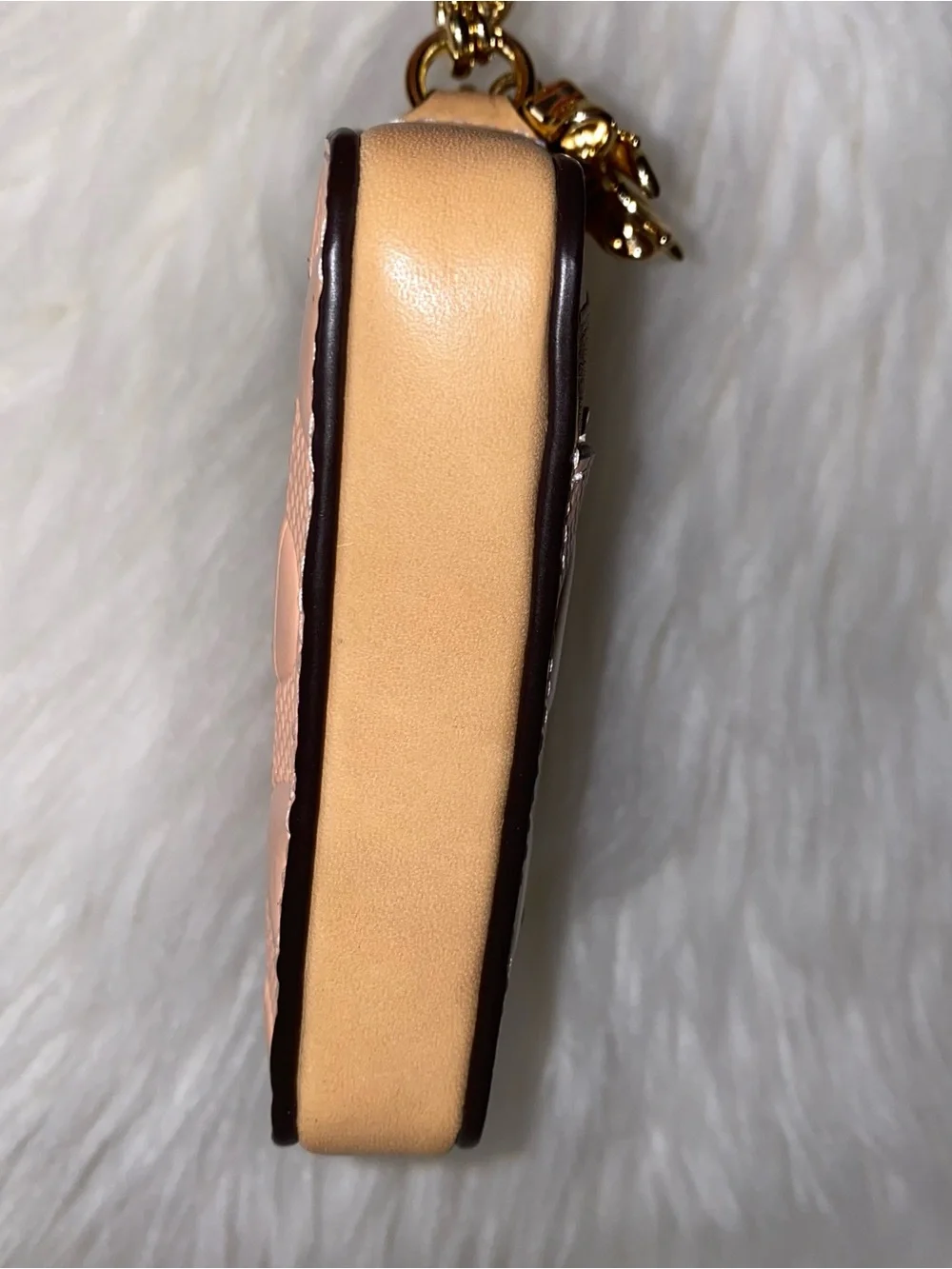 Zip Card Case In Signature Leather With Charm New Faded Blush